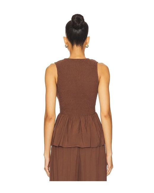 Seven Wonders Brown Fleur Shirred Tie Front Top