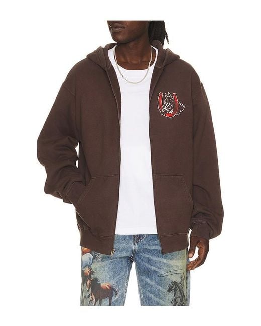 One Of These Days Brown Valley Riders Zip Up Hoodie for men