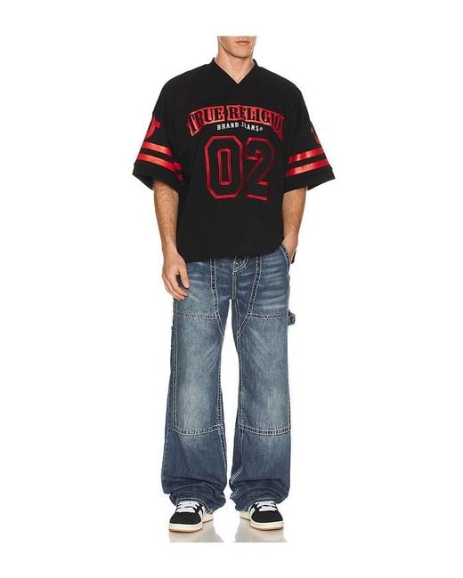 True Religion Blue Vinny Ultra Baggy Carpenter Big T Denim Pant for men