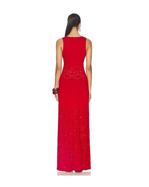 Seven Wonders Red Milah V-neck Knit Maxi Dress