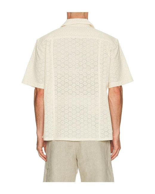 Corridor NYC Natural Floral Eyelet Short Sleeve Shirt for men