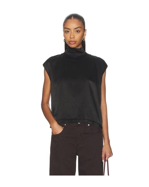 Bobi Black Mock Neck Muscle Tee