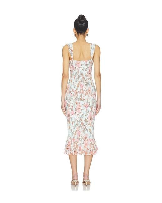 Hemant & Nandita White Smocked Midi Dress