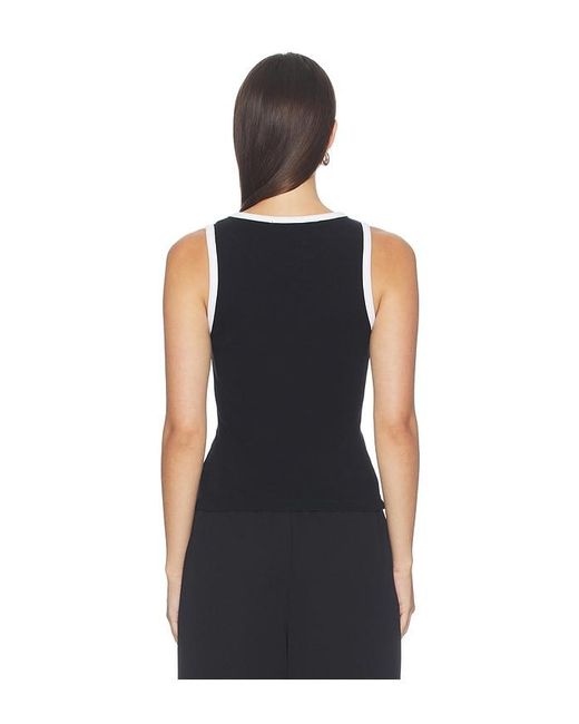 Enza Costa Black Cotton Ringer Tank