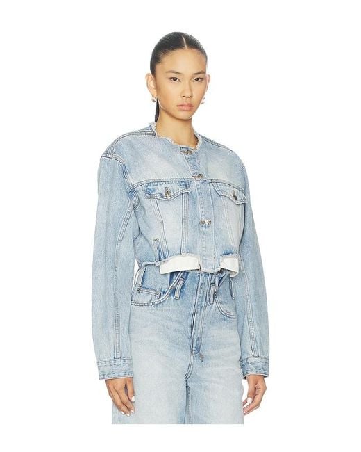 Ksubi Blue Torn Off Crop Trucker Jacket