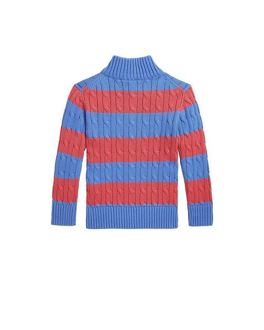 Polo Ralph Lauren ケーブルニットハーフジップストライプセーター Red