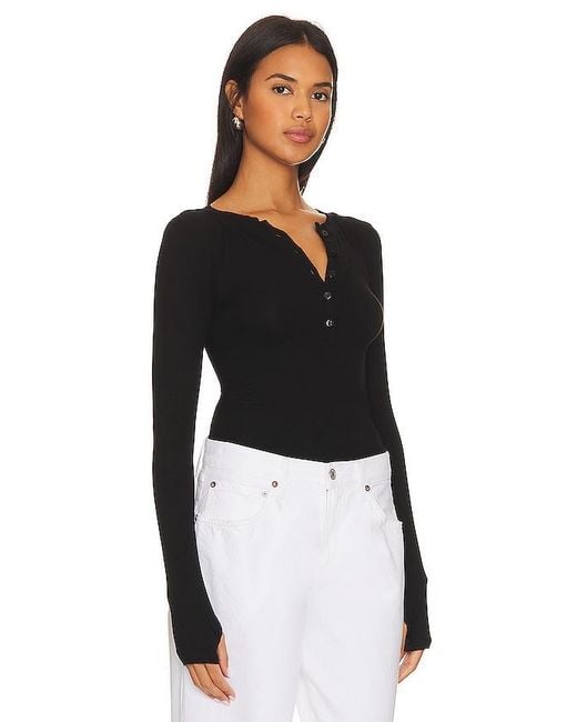 Enza Costa Black Rib Baseball Henley
