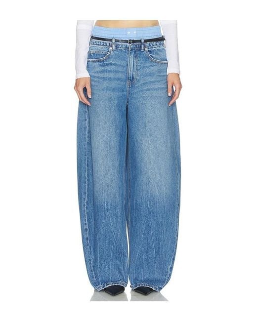 Alexander Wang Blue Prestyle Blow Up Jeans With Leather Belt And Boxer