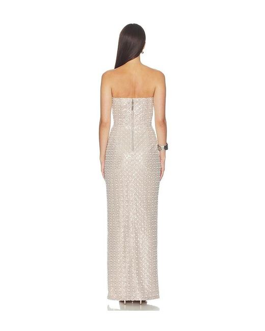Bronx and Banco White Allegra Pearl Veronica Maxi Dress With Slit