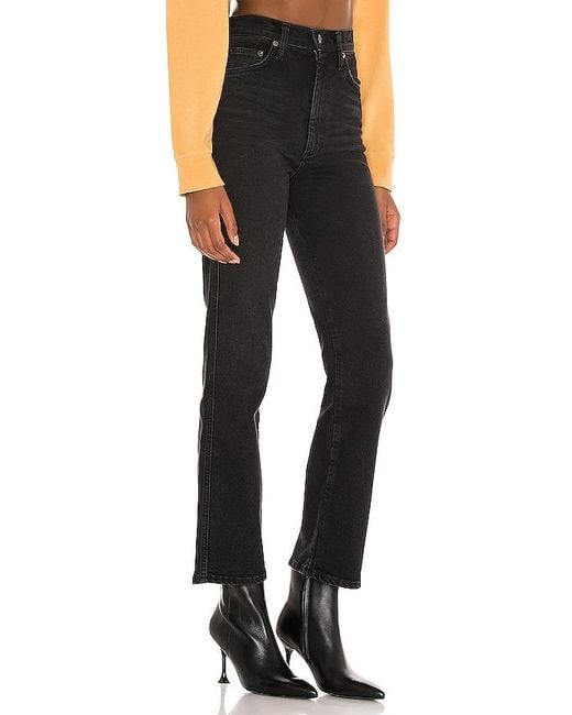 Agolde Black Pinch Waist High Rise Kick Flare Jeans