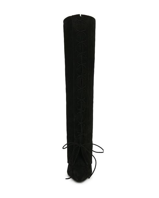 Paris Texas Black Jane Fold Over Lace Up Boot 100
