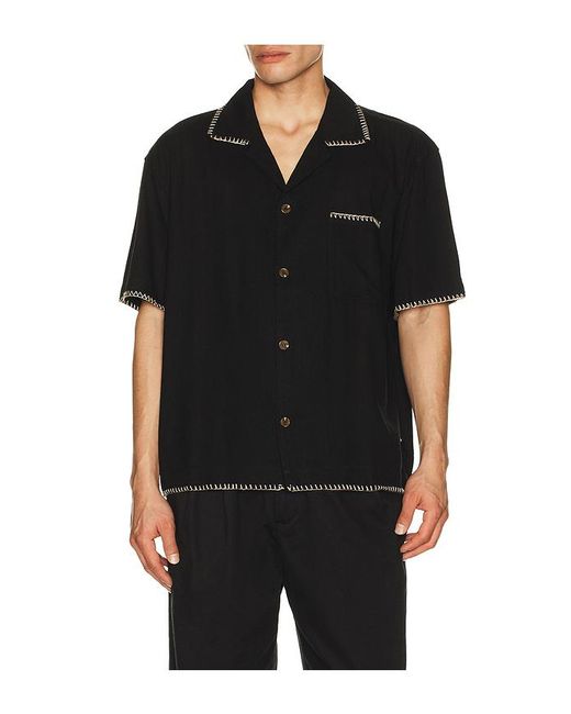 Rhythm Black Relaxed Whip Stitch Shirt for men