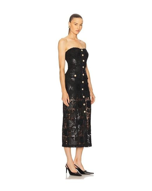 Generation Love Black Misha Faux Leather Guipure Midi Dress
