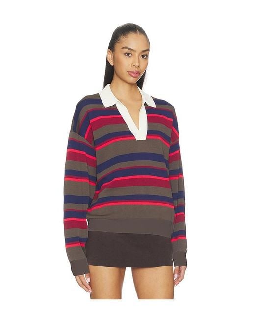 P.E Nation Red Retreat Stripe Collar Knit Pullover