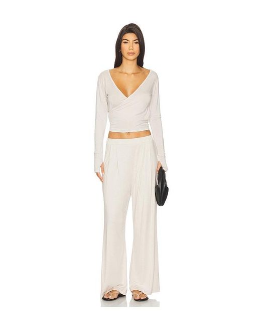Michael Lauren White Aziel Long Sleeve Cross Front Tee