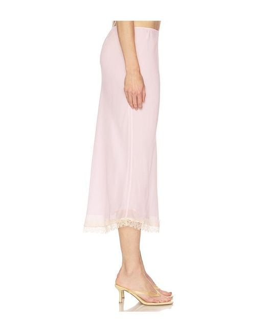 Helsa Pink Viscose Georgette Slip Skirt With Lace