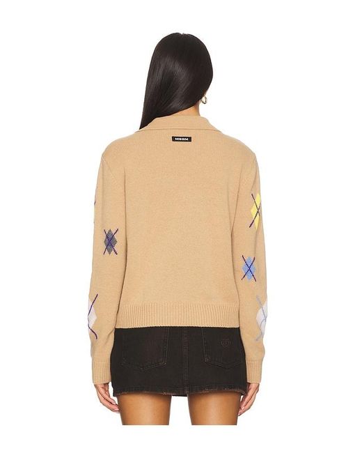MSGM Black Broken Argyle Sweater