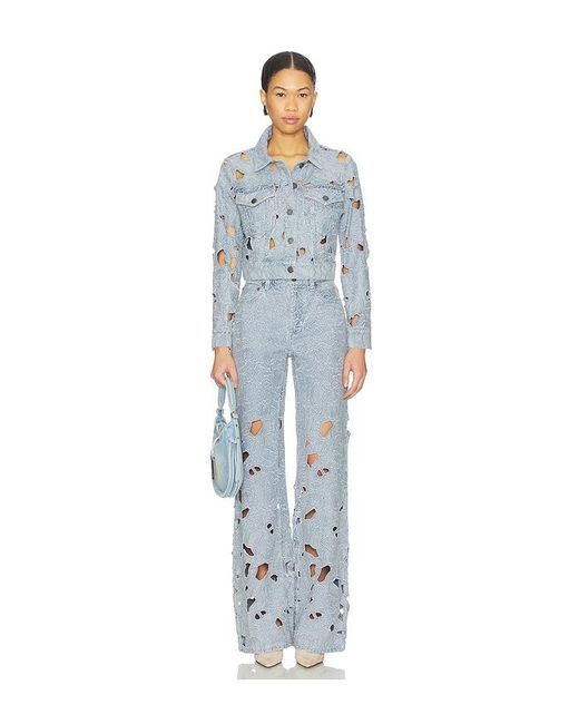Alice + Olivia Blue Chic Eyelet Jean