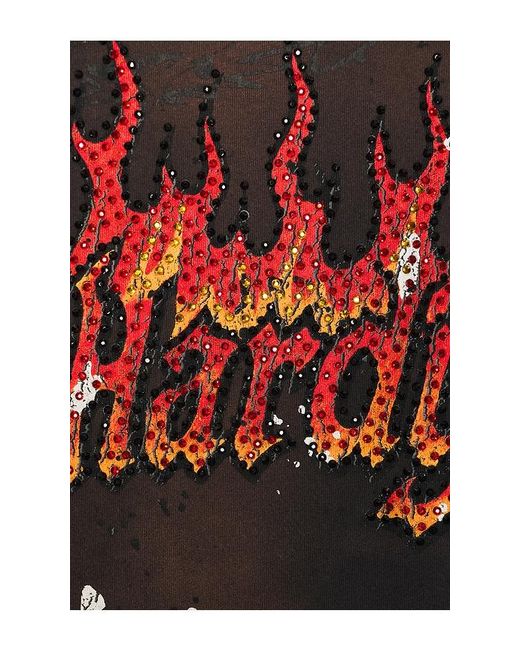 Ed Hardy Black By Appointment Only Eagle Flame Cropped Boxy Tee for men