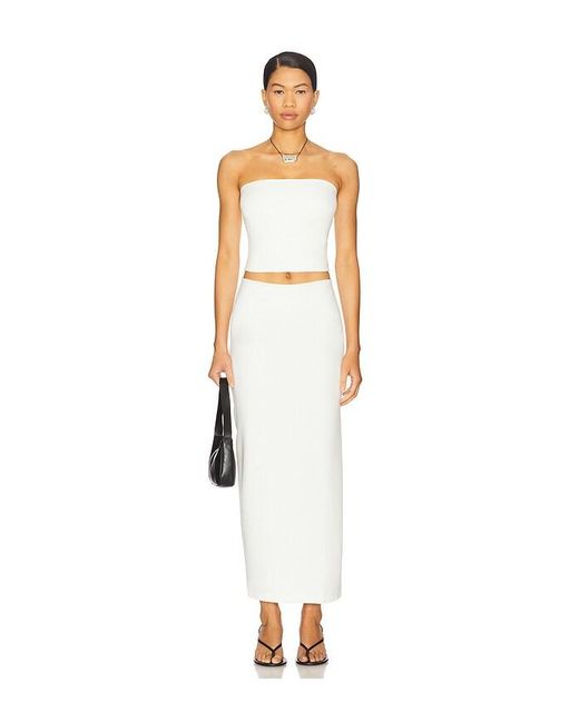 Leset White Rio Side Slit Skirt
