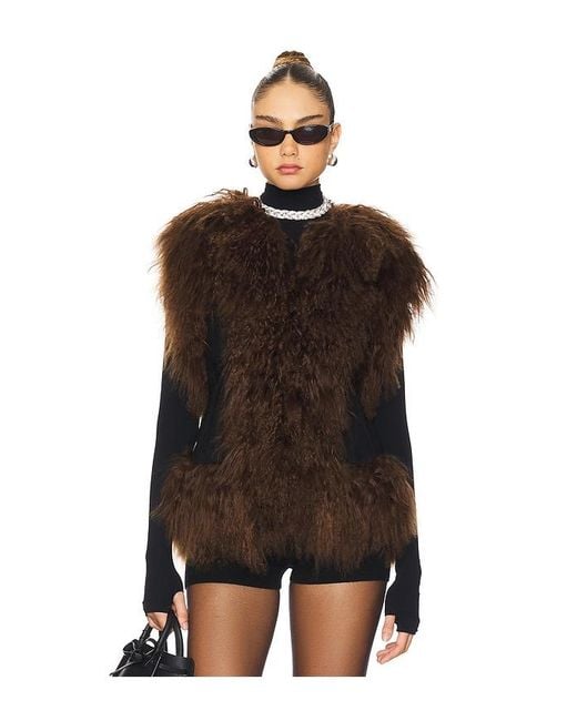 Susanna Chow Brown Dorothy Shearling Suede Vest