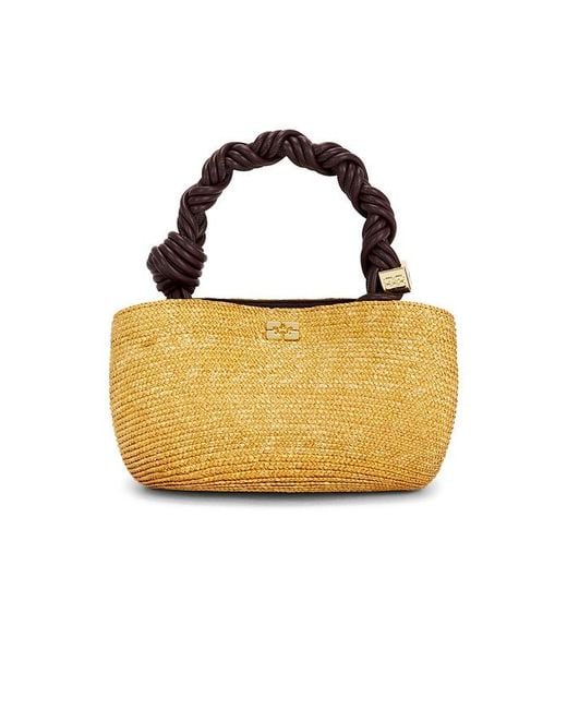 Ganni Metallic Bou Mini Straw Bag