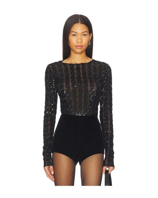 Polo Ralph Lauren Black Cable Sequin Mesh Bodysuit