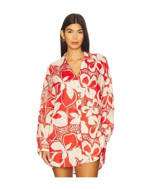 LSPACE Red Rio Tunic Shirt