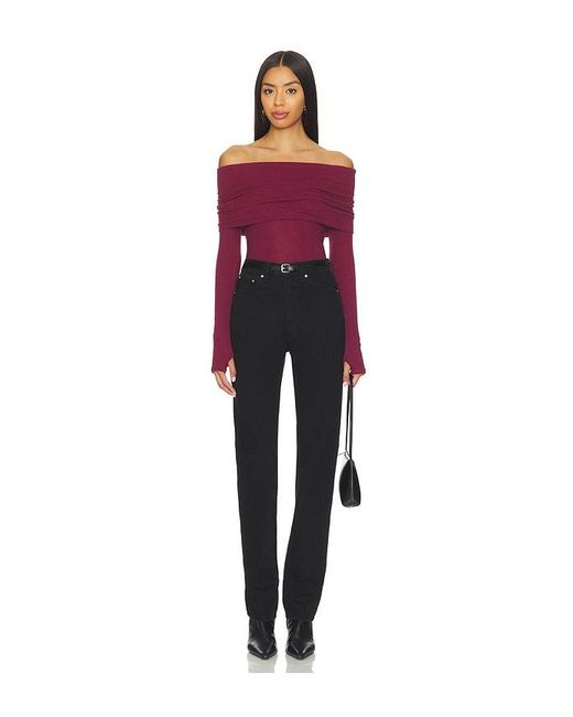 Enza Costa Red Off Shoulder Top
