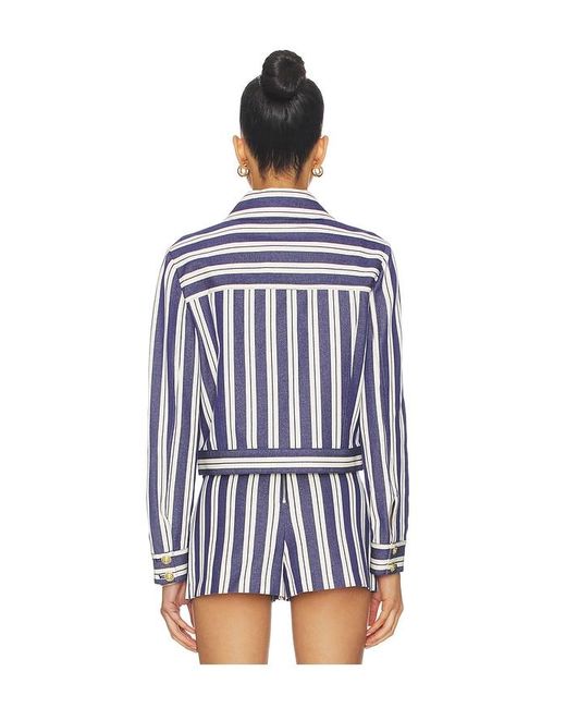 Alice + Olivia Blue Alex Collared Boxy Jacket