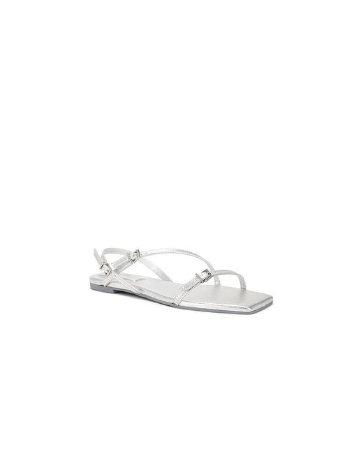 Jonathan Simkhai White Carey Metallic Strappy Flat Sandal