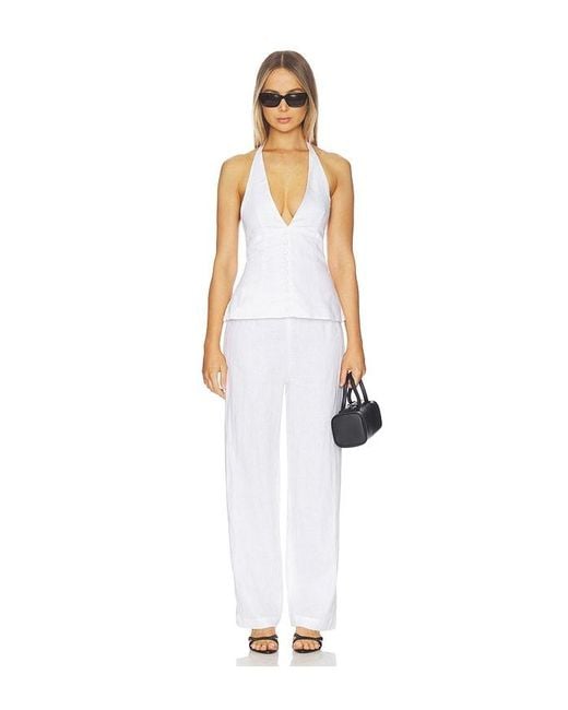 AEXAE White Linen Flat Pant