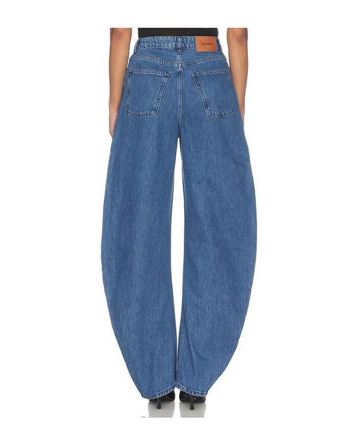 ROTATE BIRGER CHRISTENSEN Blue Draped Barrel Leg Jeans