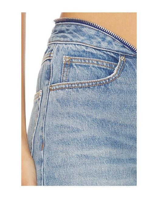 Alexander Wang Blue Dipped V Zip Waistband Straight Leg Jeans