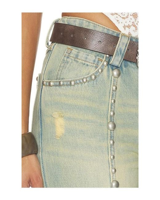 Markgong Green Studded Flared Jeans