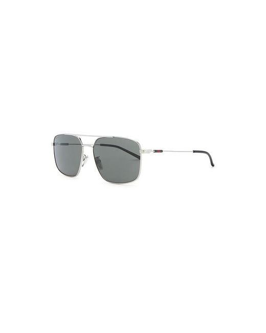Gucci Metallic Web Stripe Rectangular Sunglasses for men