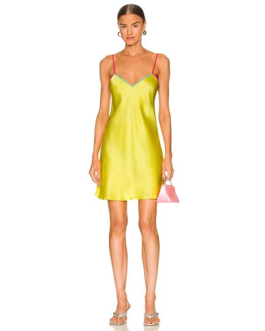 DANNIJO Silk Mini Slip Dress in Yellow Lyst