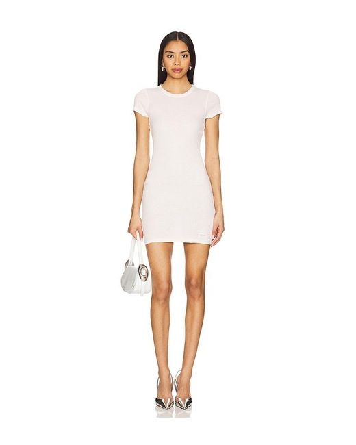 Vestido De Manga Corta Con Cuello Redondo En Color Rubor Talla En Alexander Wang de color White