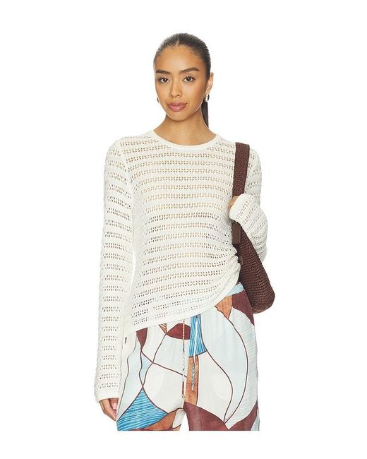 LNA White Gwen Open Knit Top