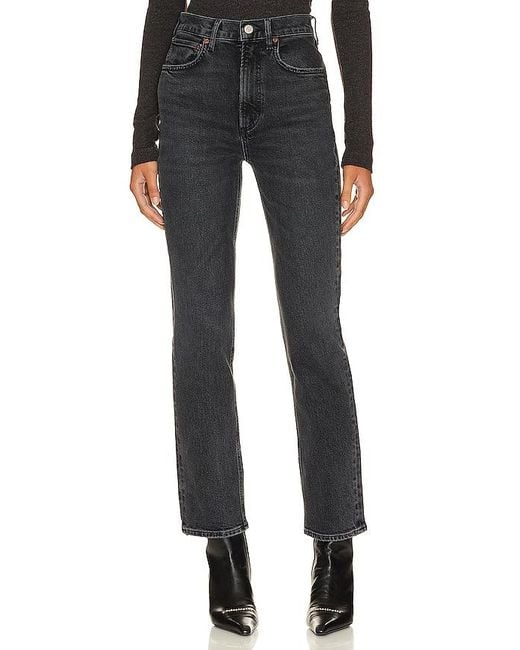 Agolde Black High Rise Stovepipe Jeans