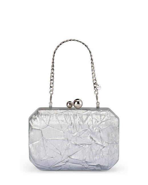 Olga Berg White Mateo Metallic Clutch