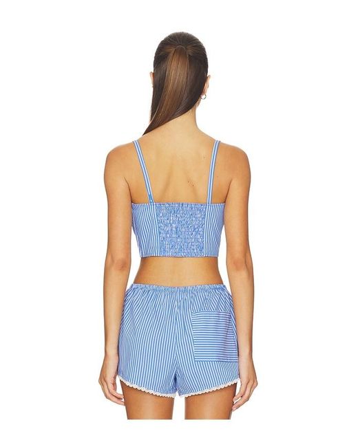 GOOD AMERICAN Blue Poplin Bustier Cami Top