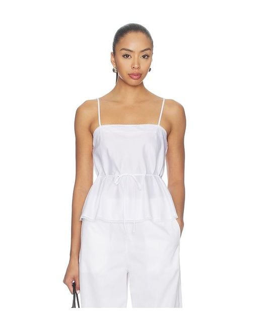 Leset White Yoko Lace Tank Top
