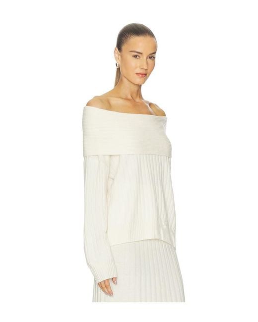 NAADAM White Premium Cashmino Ribbed Draped Top