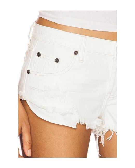 One Teaspoon White Dukes Low Waist Mini Denim Short
