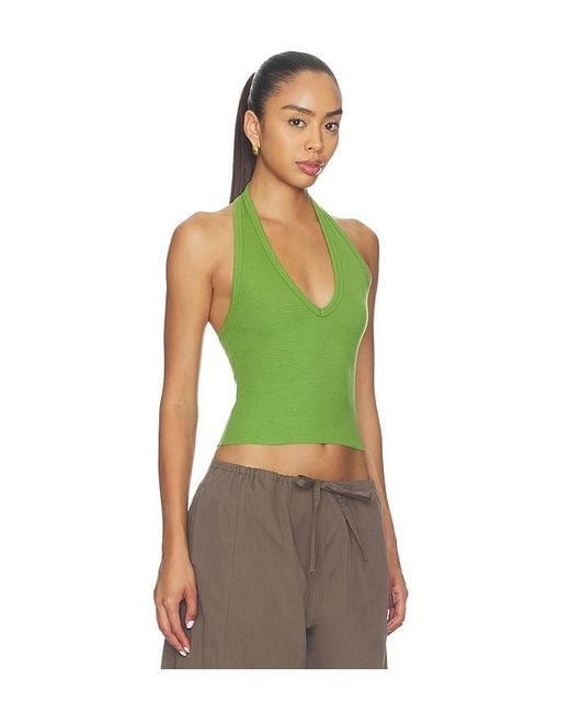 ÉTERNE Green Cropped Halter Top