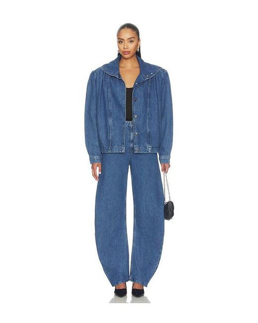 ROTATE BIRGER CHRISTENSEN Blue Draped Barrel Leg Jeans