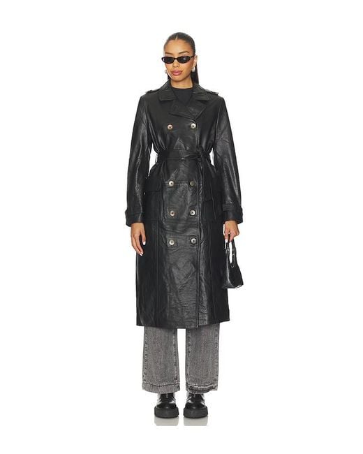 One Teaspoon Black Supermodel Leather Trench