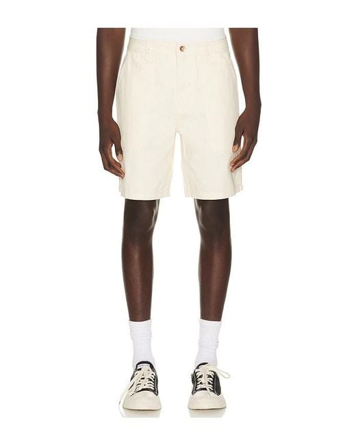 Brixton White Surplus Vintage Wash Herringbone Short for men