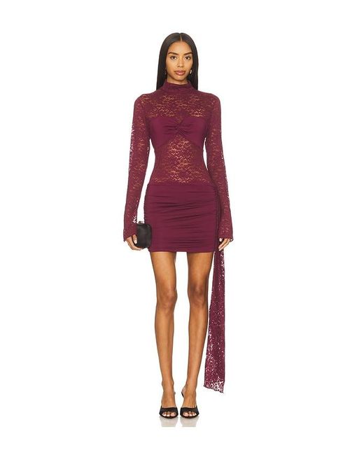 Runaway the Label Red Larna Lace Long Sleeve Mini Dress